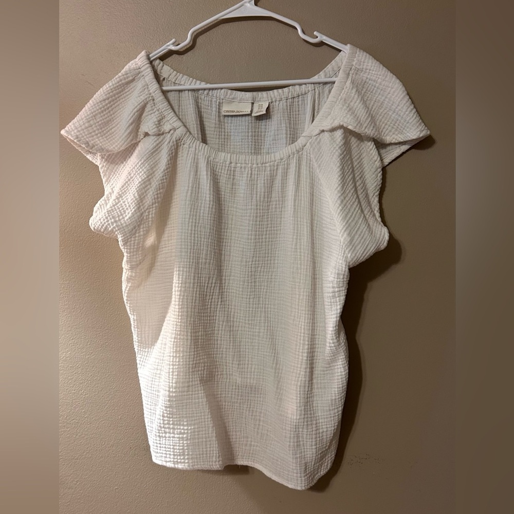 Cynthia Rowley White Textured Blouse